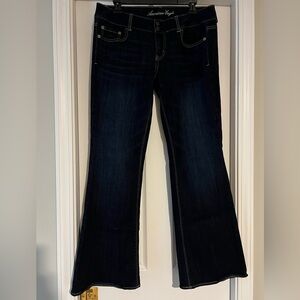 Y2K American Eagle Outfitters Women's Low Rise Artist Flare Dark Blue Jeans